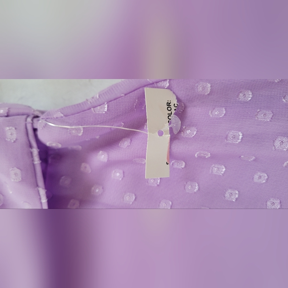NWT! Spring Polka-Dot Lavender Lilac Photo Ready Women's Mini Ruffle Sundress - Picture 12 of 17